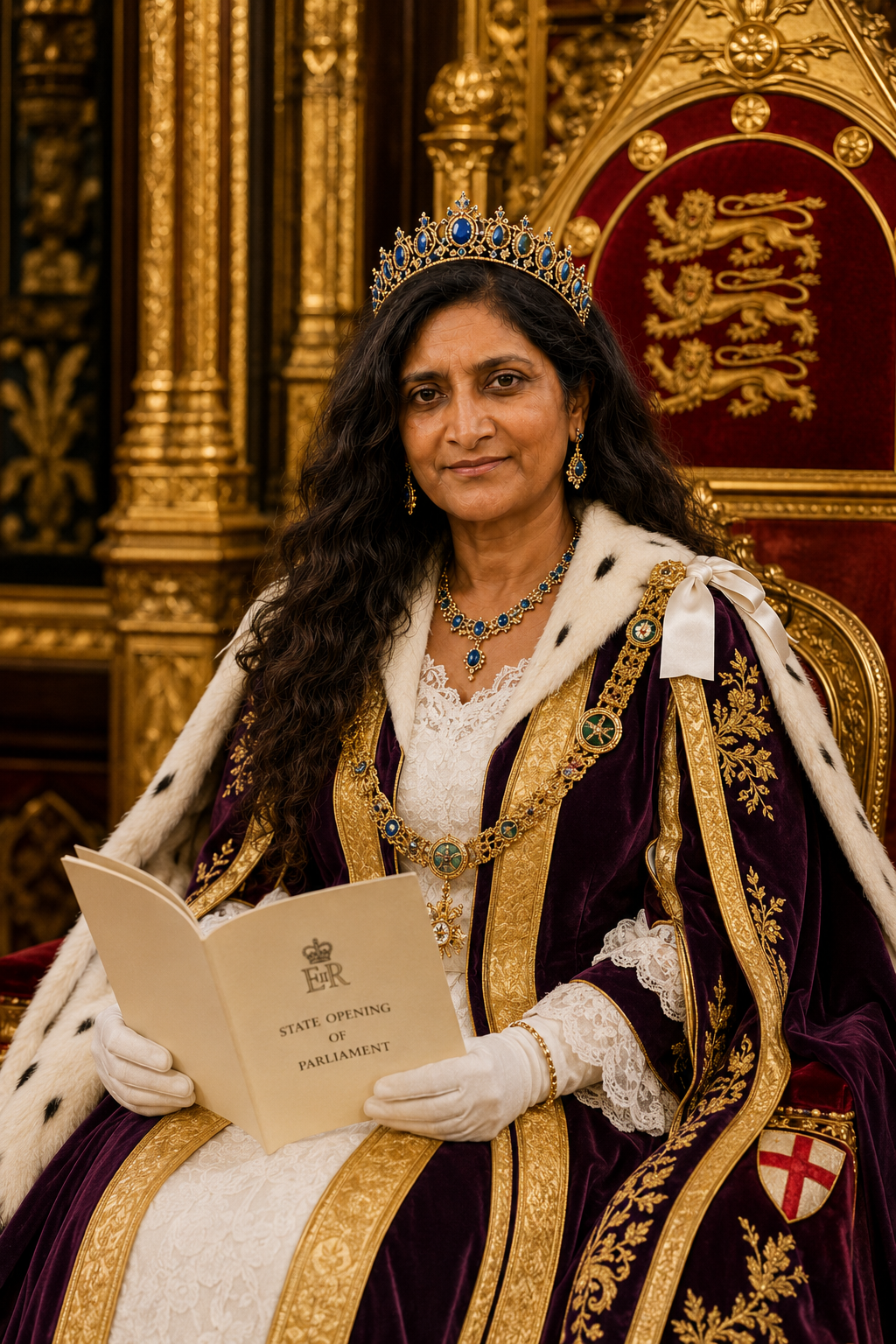 Queen Arun Sandhya in ceremonial robes